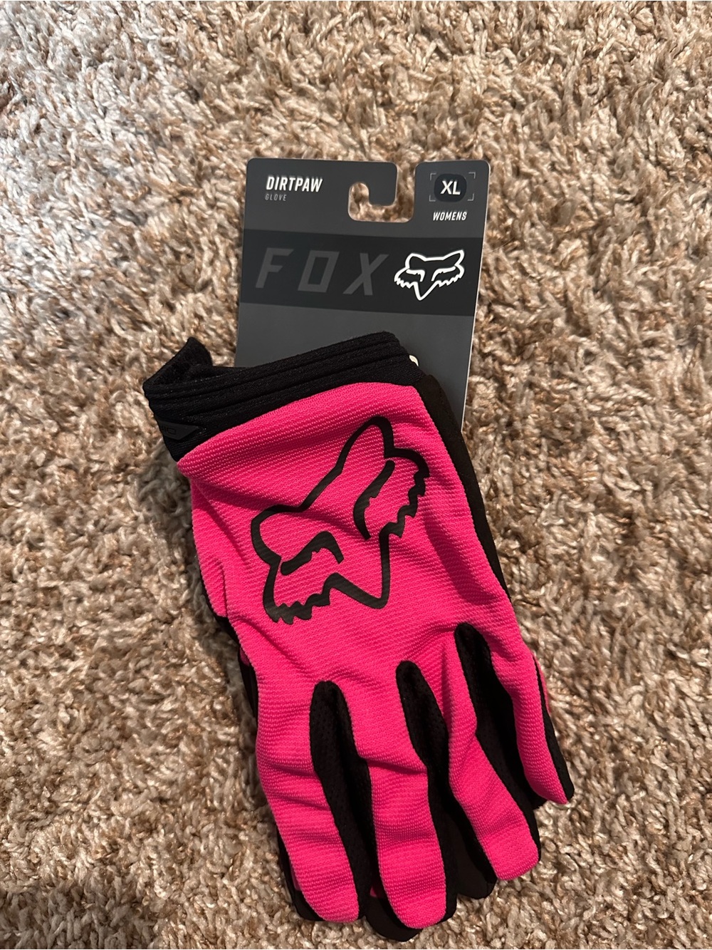 Fox Women's Hot Pink and Black gloves- XL